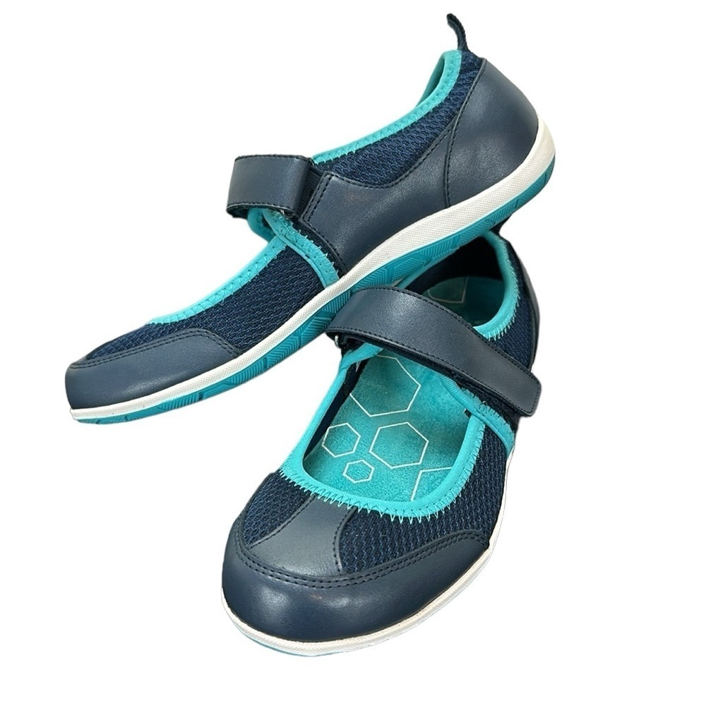 Vionic 334‎ Ailie Mary Jane Orthaheel Navy Turquoise Size 6.5 Comfort Ath…